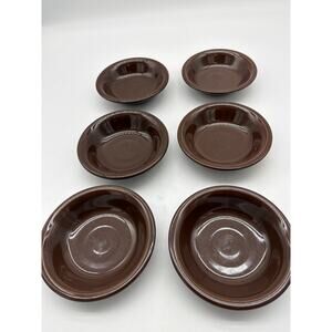 6 HOMER LAUGHLIN FIESTA CHOCOLATE BROWN FRUIT DESSERT BOWLS 5 3/8"